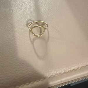 Minimal Open Circle Gold Double-Band Ring - Women's Fashion Jewelry 14 k solid